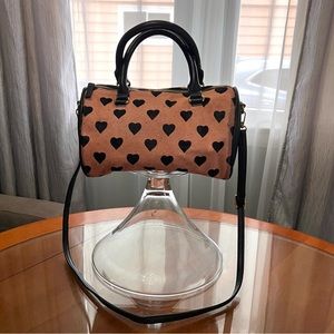 Anthropologie Heart Print Calf-Hair Crossbody Bag Good Condition